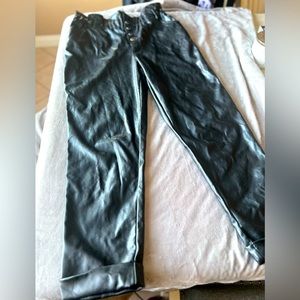 PU leather paperbag pants